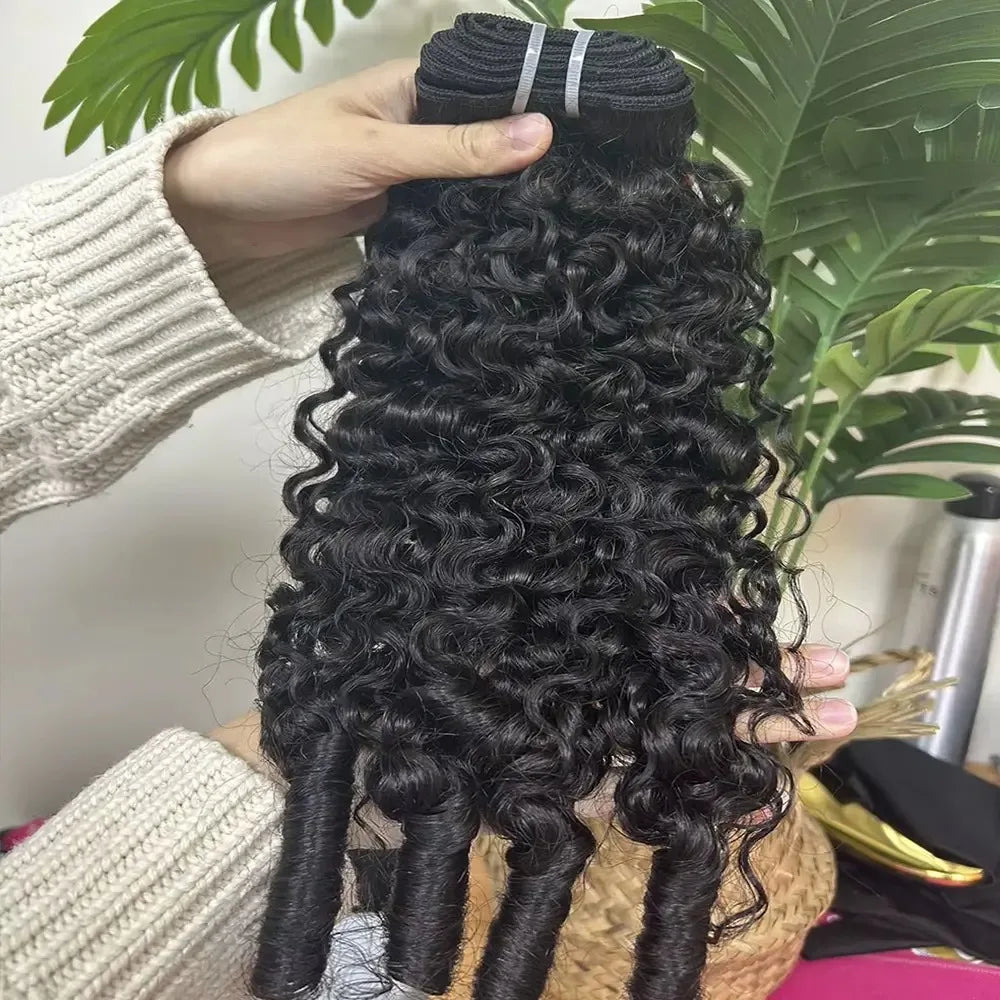 Burmese Curly Hair Bundles Human Hair Natural Deep Wave Raw Hair Weaving Bundles Double Drawn Vietnamese Hair Extensions