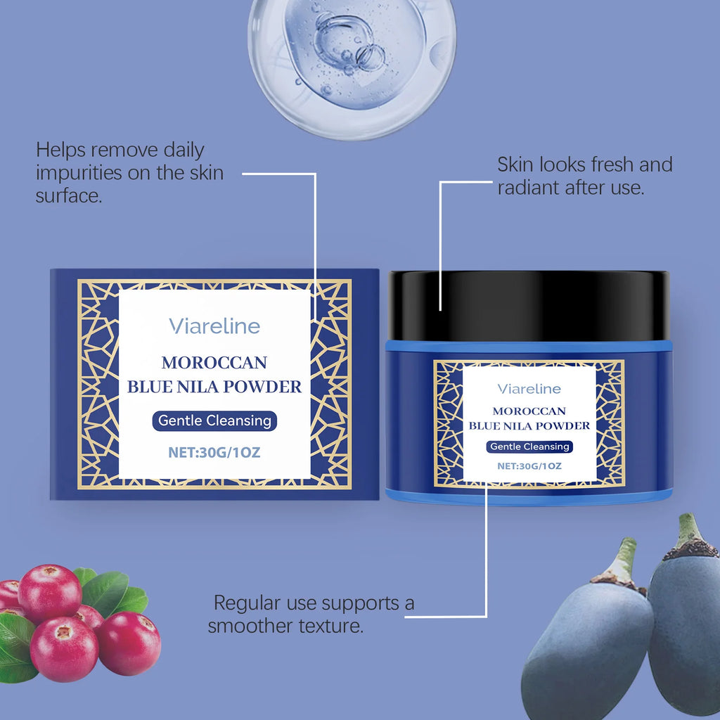 Moroccan Blue Nila Mask Powder Gentle Cleansing Brighten Even Skin Tone Deep Hydration Smoothing Radiant Facial Skin Care