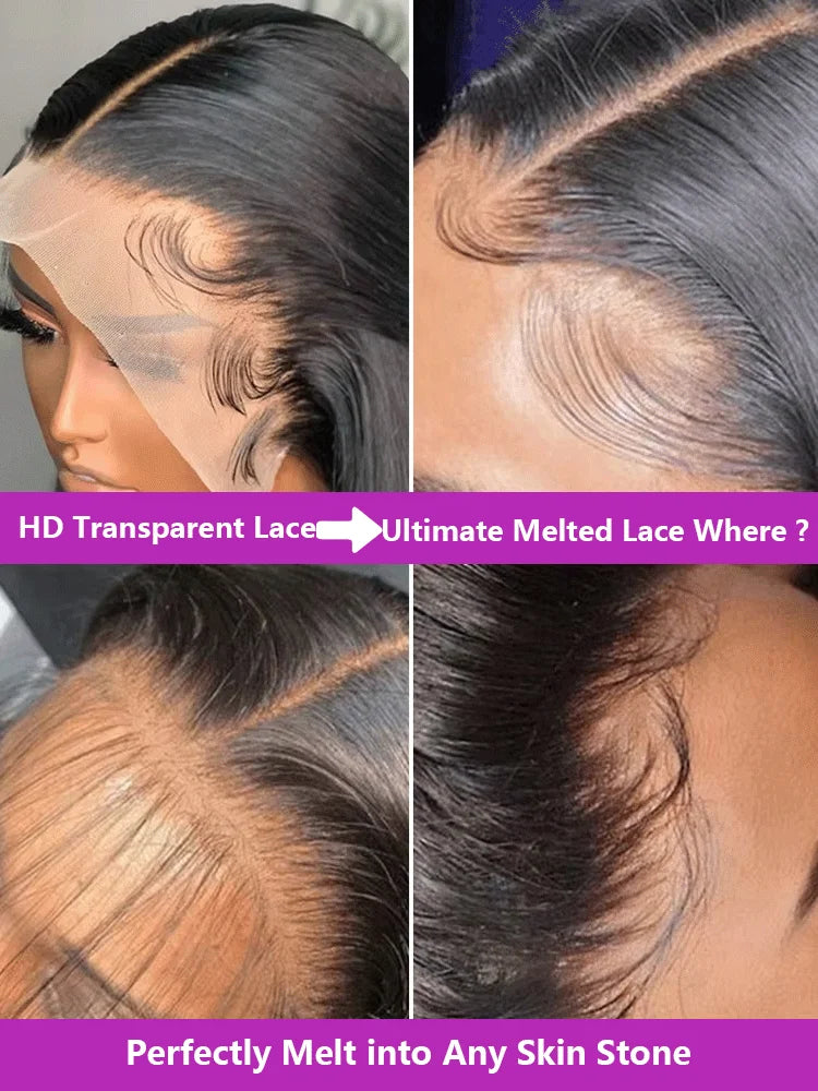 40 46 Inch Vietnamese Raw Bone Straight Human Hair Wig 100% Virgin Silky Hair 13x4 13x6 HD Transparent Lace Front Wigs For Black Women  300 Density 360 Full Smooth Wig Pre Plucked Natural Hairline ﻿