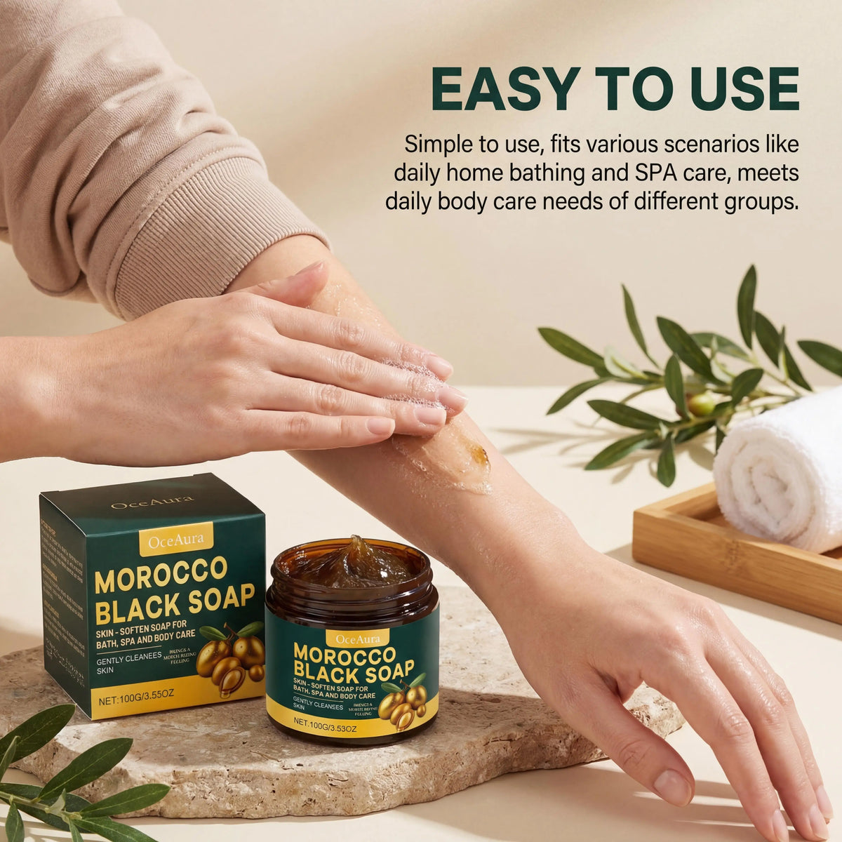 1/2/3pcs Organic Moroccan Black Soap Olive-Based Body Cleanser Gentle Exfoliating Remove Dead Skin Soften Brighten Body Scrub
