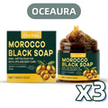 1/2/3pcs Organic Moroccan Black Soap Olive-Based Body Cleanser Gentle Exfoliating Remove Dead Skin Soften Brighten Body Scrub
