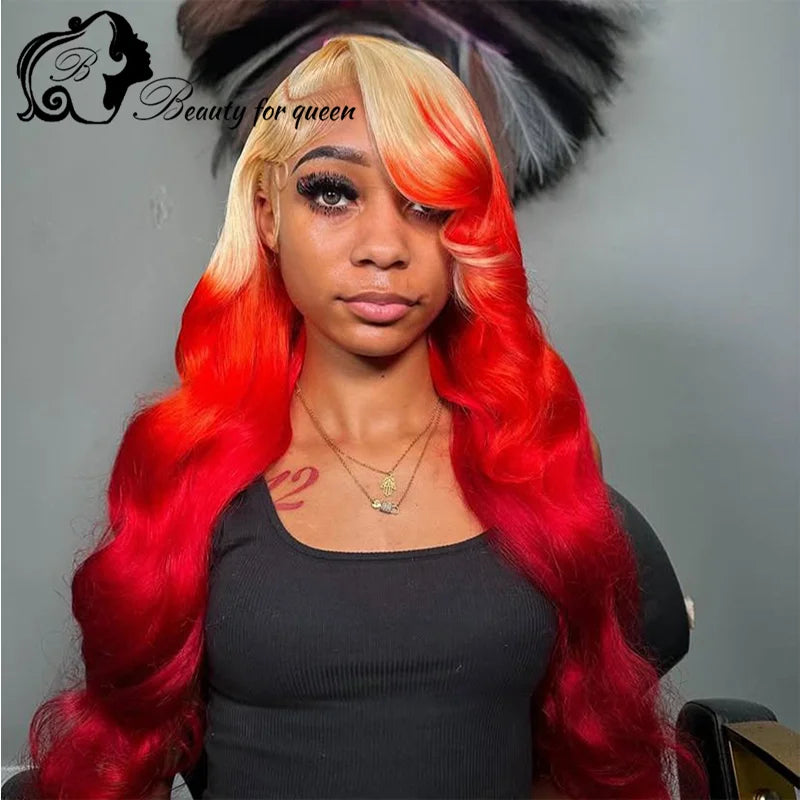 Long Straight Human Hair Wigs Extensions Back Burgundy Highlight For Women Beauty New  Wigs Pre‑Plucked Natural Hairline