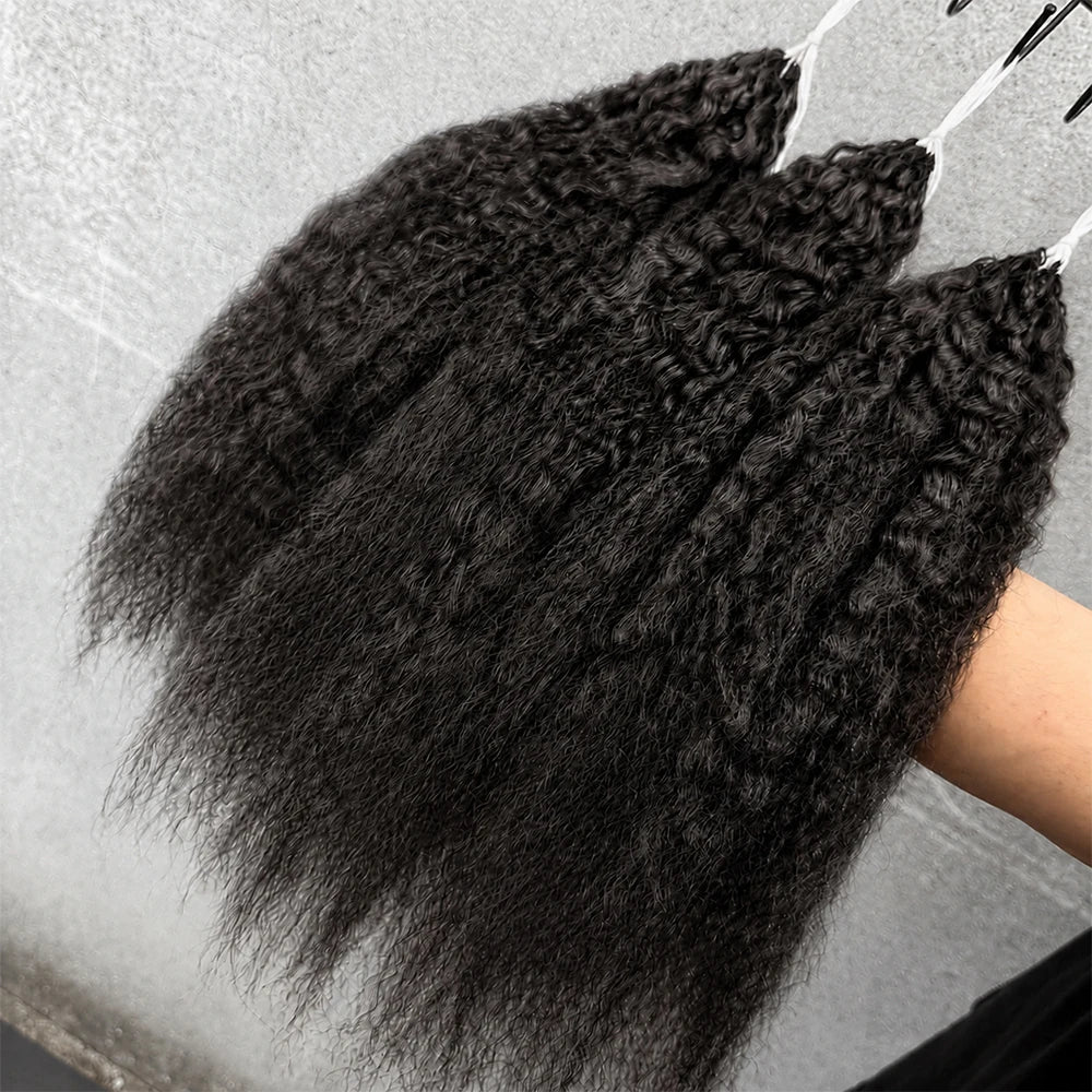 Pre‑Separated Knotless Kinky Straight Feather Crochet Human Hair Pre Looped Invisible Reusable Real Human Hair Extensions Natural Black Crochet Human Hair Bundles Soft Human Crochet Hair For Women