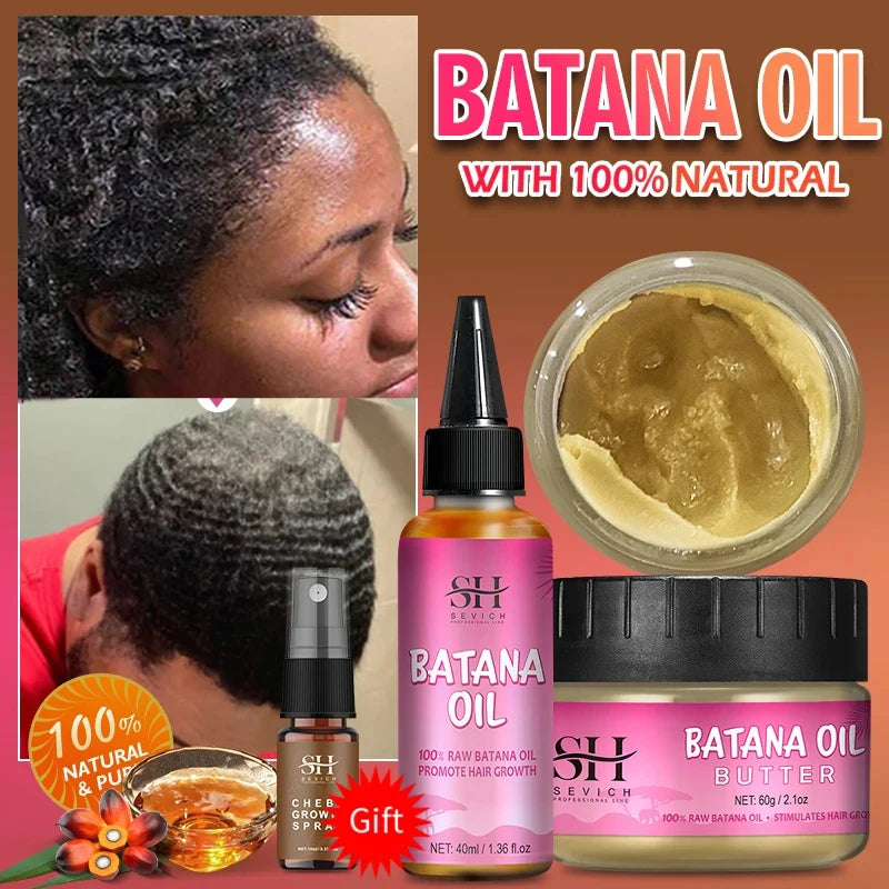 100% Batana Hair Fast Growth Oil Set African Crazy Traction Alopecia Batana Hair Mask Anti Hair Break Hair Regrowth Treatment