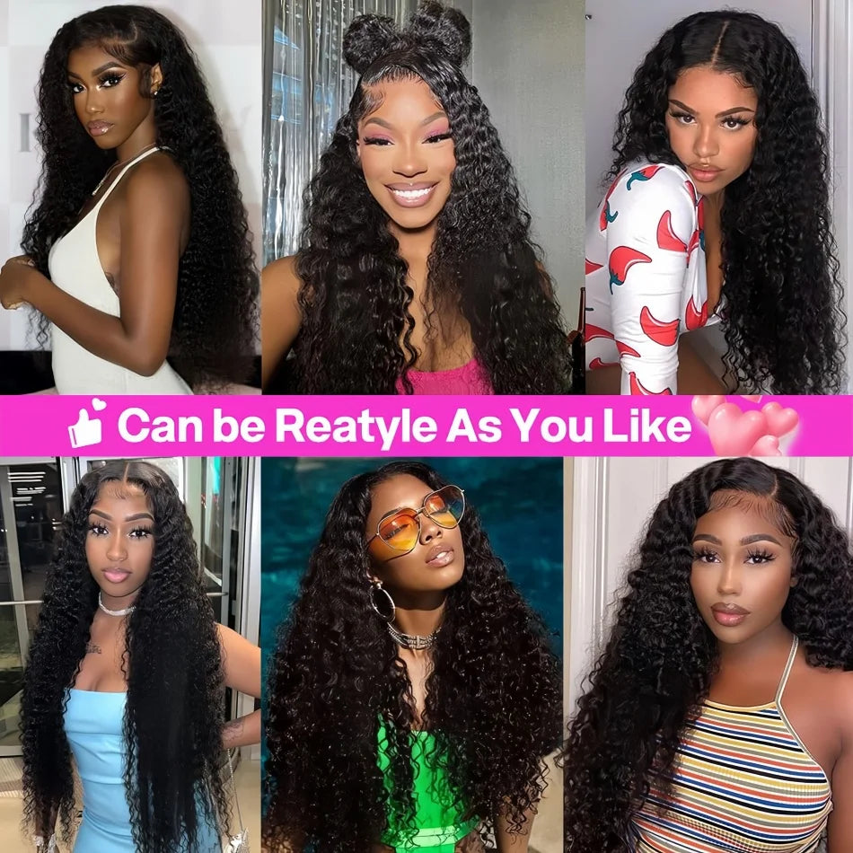 200 Density Water Wave Lace Front Wig 4x4 5x5 Lace Glueless Wig 13x4 13x6 HD Lace Frontal 360 Curly Human Hair Wigs for Women