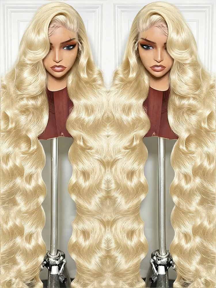 220% Density 613 Honey Blonde Body Wave Lace Front Wig 40 42 Inch 13x4 HD Transparent Lace Front Wig For Women 13x6 Brazilian Human Hair Pre Plucked Natural Hairline With Baby Hair