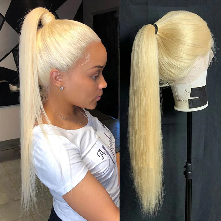 40 42 Inch 360 Full Lace Wig Bone Straight Human Hair Wigs 13x4 13x6 Hd Transparent Lace Frontal Wigs For Women 613 Blonde Color Lace Front Wig Pre Plucked