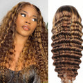Brazilian 99J Burgundy Deep Wave Lace Front Wigs Human Hair 250 Density Curly Wig Wet and Wavy Lace Closure Beauty Wigs On Clearance Sales Pre Plucked Frontal Human Hair Wigs 32 Inch For Black Woman Cosplay Party Daily Use