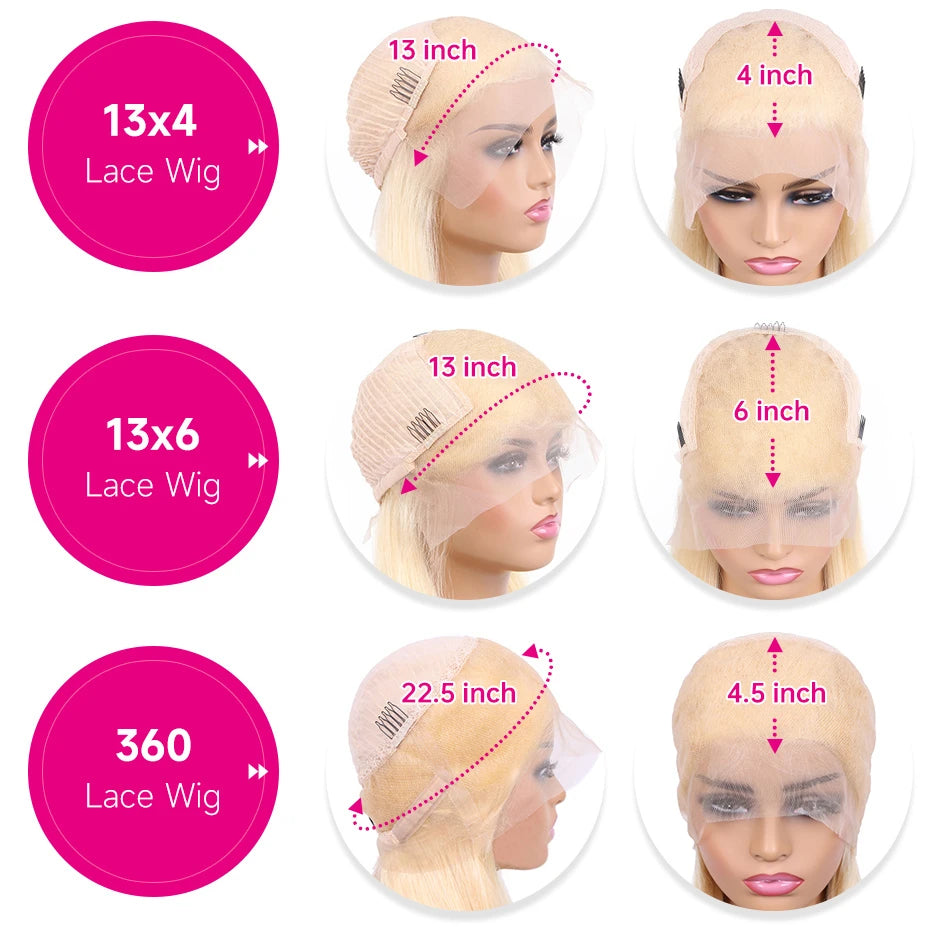 40 42 Inch 360 Full Lace Wig Bone Straight Human Hair Wigs 13x4 13x6 Hd Transparent Lace Frontal Wigs For Women 613 Blonde Color Lace Front Wig Pre Plucked