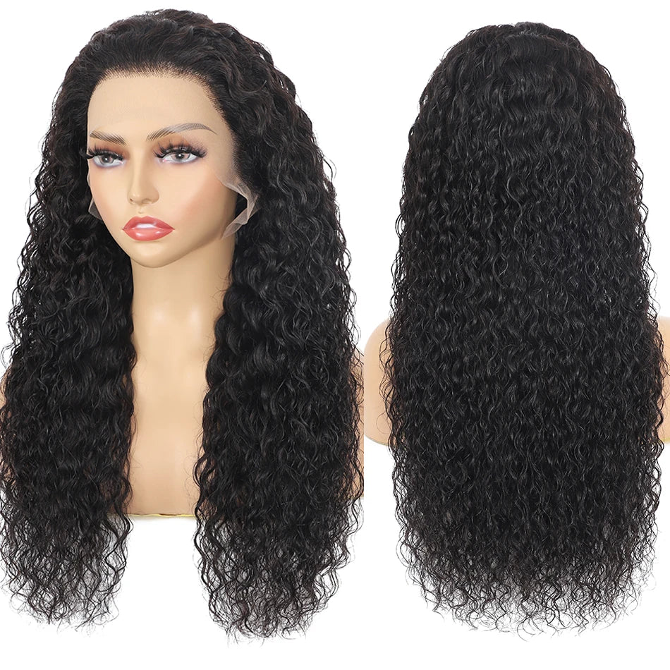 100% Human Hair Water Wave 13X6 Lace Front Wigs Pre Plucked 200 Density Deep Part Curly Wig For Woman 5X5 Wavy HD Closure Wig 32