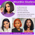 Glueless 7x5 Bob Wigs Human Hair Bone Straight 13x4 Lace Frontal Short Wigs Wear And Go Pre Cut Brazilian Hair 180 Density 10 12 Inch Black Real Hair Wig