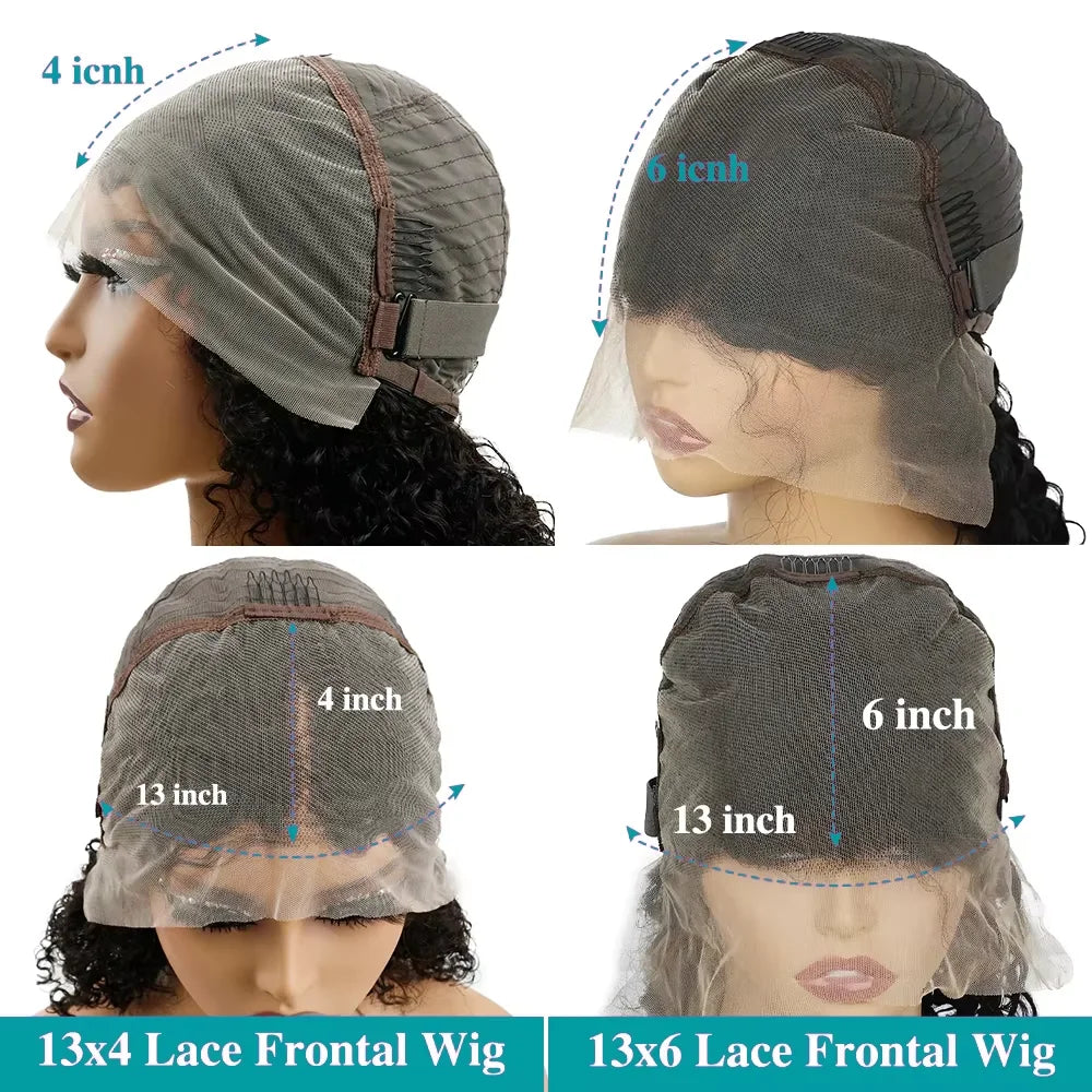 40 46 Inch Deep Wave 13x6 13x4 HD Lace Front Human Hair Wig 220 Density Water Curly Lace Frontal Wigs Human Hair For Black Women