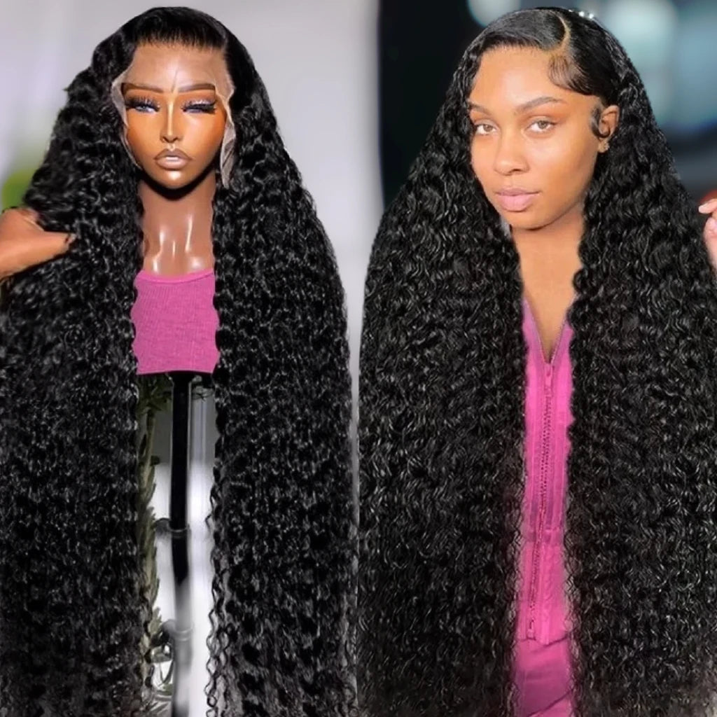 Long Inch Natural Black Deep Wave Remy Human Hair Wig 7x6 closure 13x4 Front Lace 13x6 Hd Lace Frontal 220 Density Hair Wigs