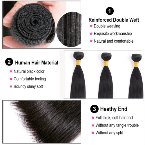 30 40 Inch Straight Human Hair Bundles Brazilian Hair Extensions Human Hair 13x4 13x6 HD Lace Frontal Human Hair Wig For Women