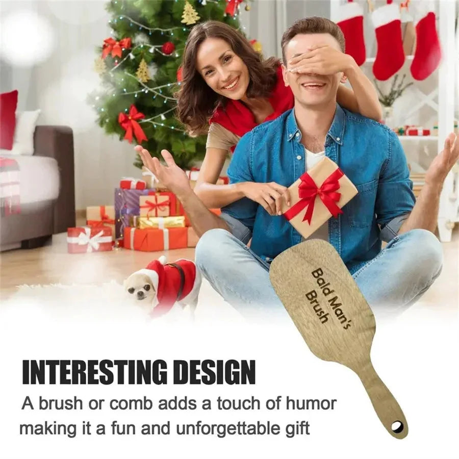 Wooden Comb for Bald Men Funny Gift Craft Item Perfect for Gag Presentations Unique Bald Man Care Product