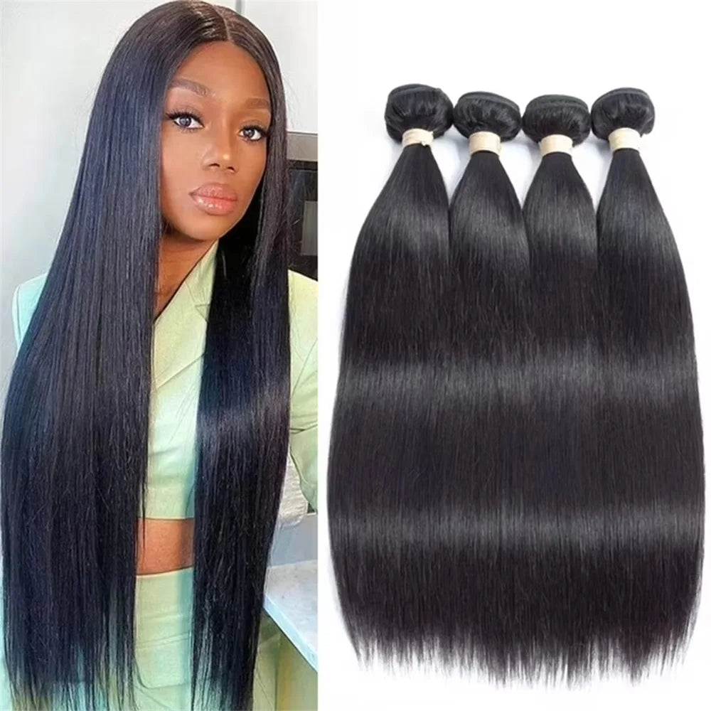 Bone Straight 20 30 40 Inches Long Women Hair Bundles Brazilian Hair Extensions 1/3/4 PCS Thick Natural Remy Hair Wigs For Women