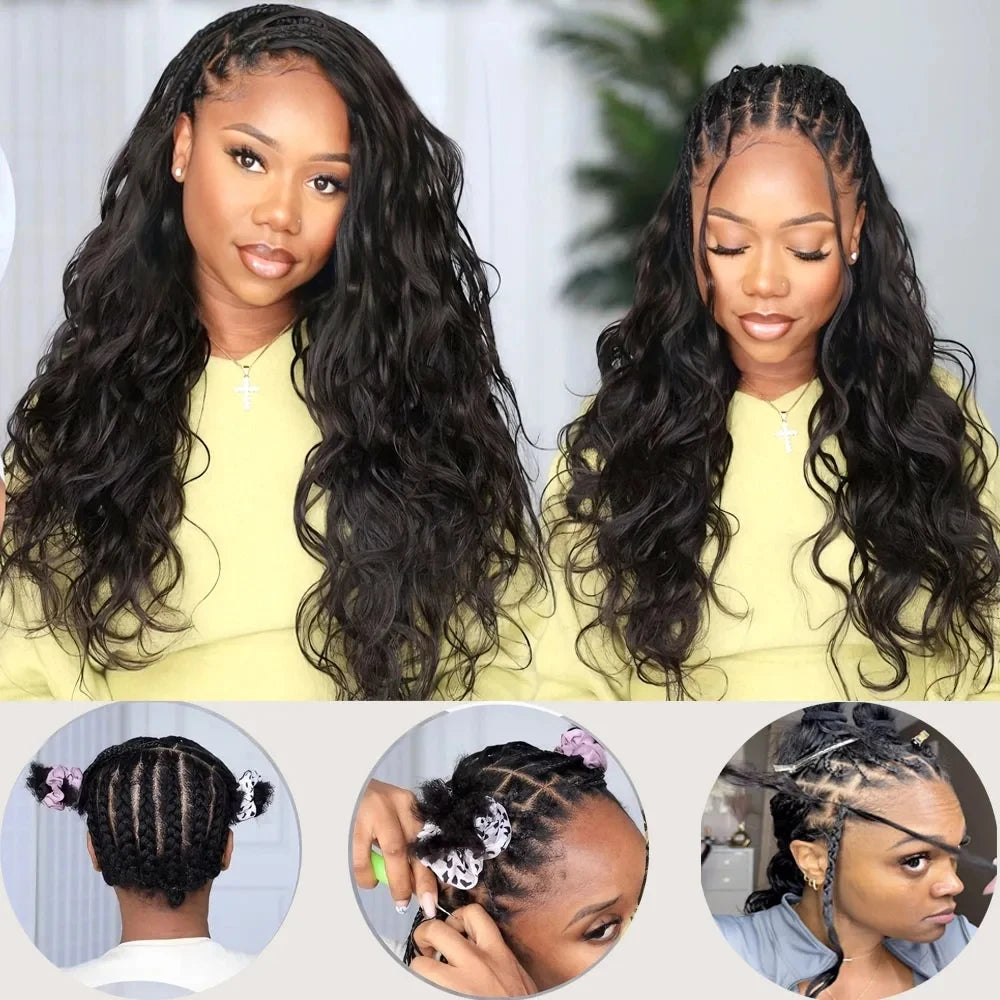 Virgin Brazilian Feather Human Hair Bundles Miracle Knots Body Wave Knotless Pre Separated Crochet Hair Extensions With Threading High Quality Human Braiding Hair For Creating Various Fashion Crochet Braid Looks