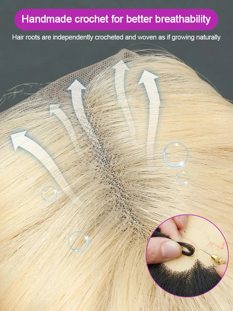 613 Blonde Bone Straight Human Hair Wig 13x4 13x6 HD Transparent Lace Front Wig Brazilian Human Hair Bone Straight Wig 250% Density Preplucked Natural Hairline For Black Women 40 42 Inch