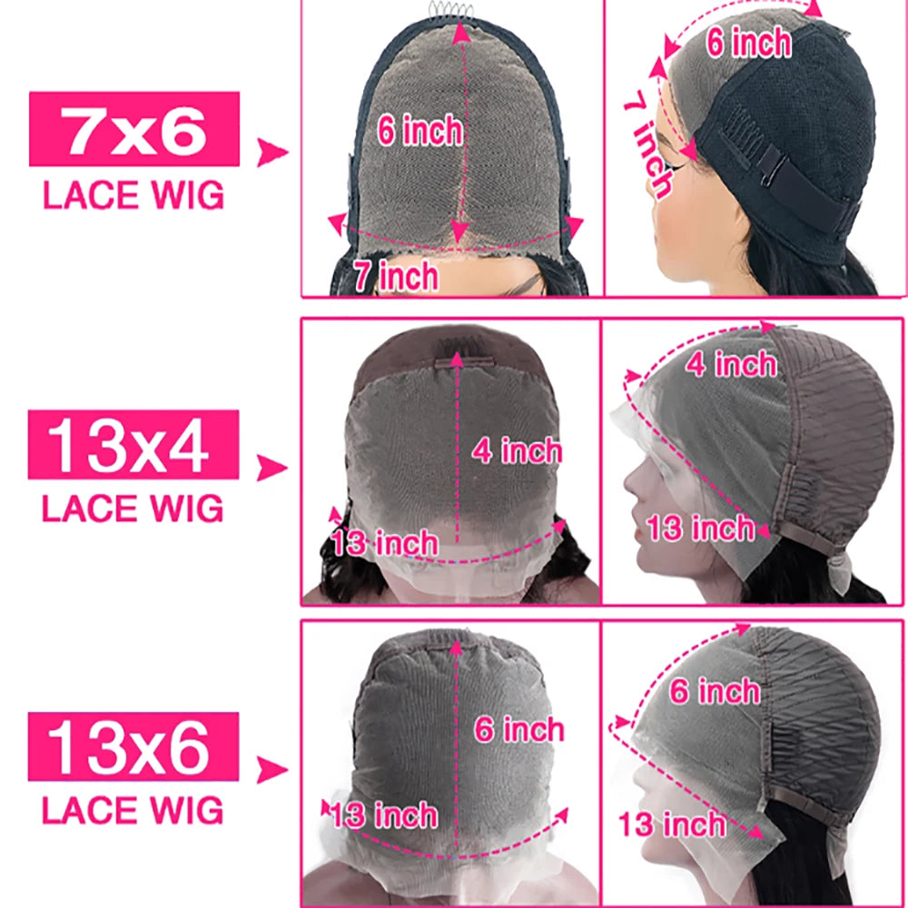 Long Inch Natural Black Deep Wave Remy Human Hair Wig 7x6 closure 13x4 Front Lace 13x6 Hd Lace Frontal 220 Density Hair Wigs