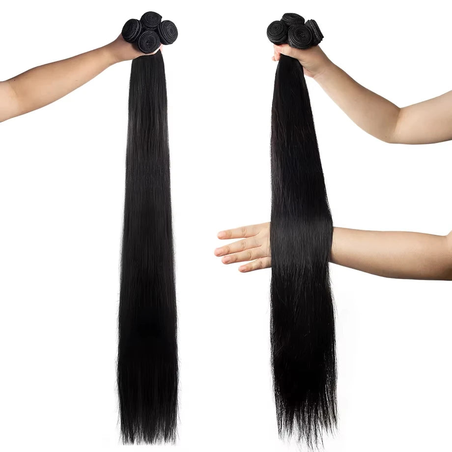 30 40 Inch Straight Human Hair Bundles Brazilian Hair Extensions Human Hair 13x4 13x6 HD Lace Frontal Human Hair Wig For Women