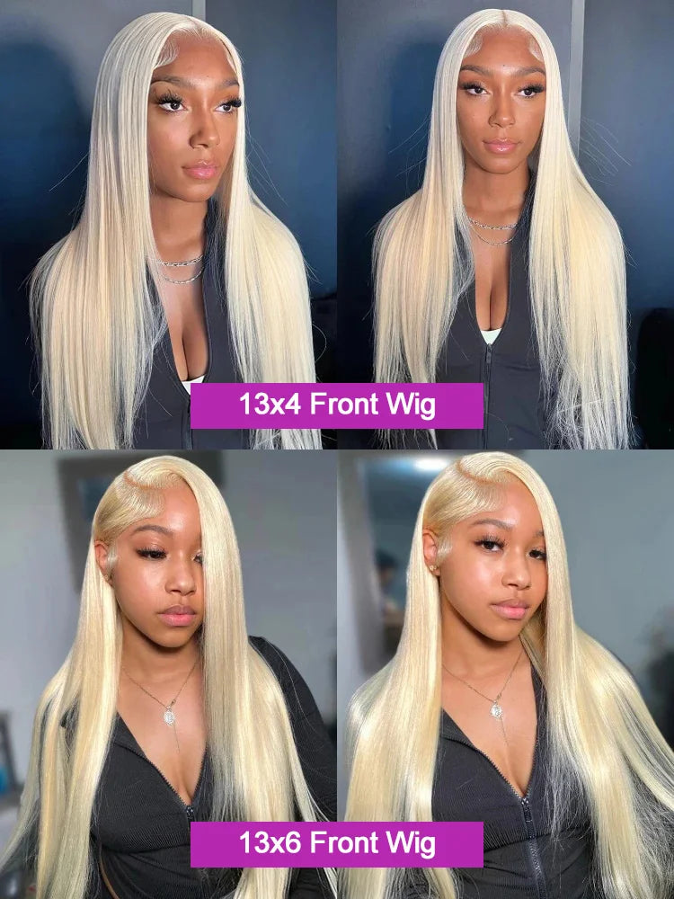 613 Blonde Bone Straight Human Hair Wig 13x4 13x6 HD Transparent Lace Front Wig Brazilian Human Hair Bone Straight Wig 250% Density Preplucked Natural Hairline For Black Women 40 42 Inch