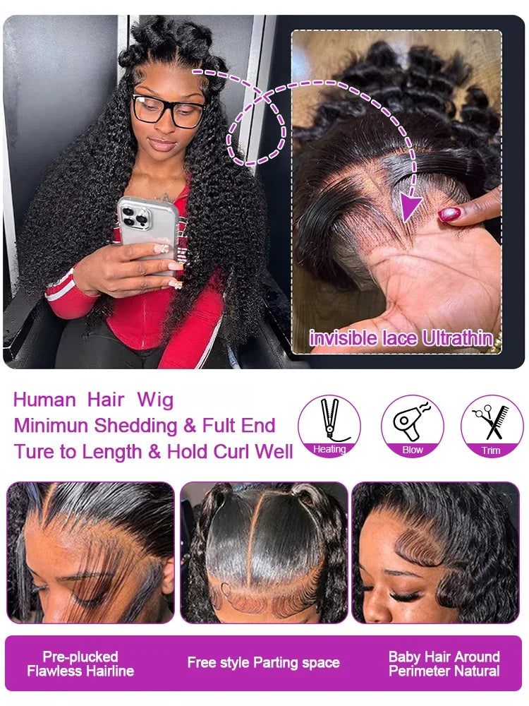 Deep Water Wave Wigs 13x4 HD Transparent Lace Front Human Hair Wigs 13x6 Lace Frontal Wig 300% Glueless Human Hair Curly Wigs