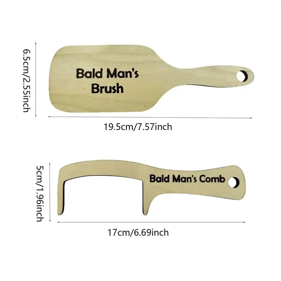 Wooden Comb for Bald Men Funny Gift Craft Item Perfect for Gag Presentations Unique Bald Man Care Product