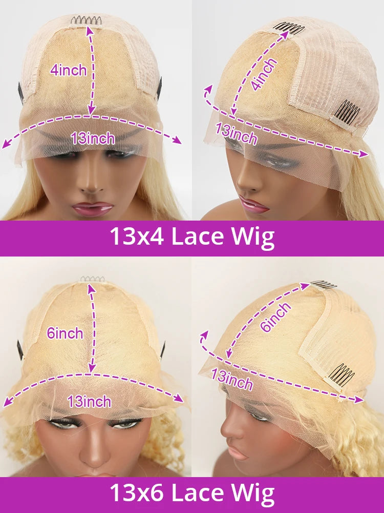 220% Density 613 Honey Blonde Body Wave Lace Front Wig 40 42 Inch 13x4 HD Transparent Lace Front Wig For Women 13x6 Brazilian Human Hair Pre Plucked Natural Hairline With Baby Hair