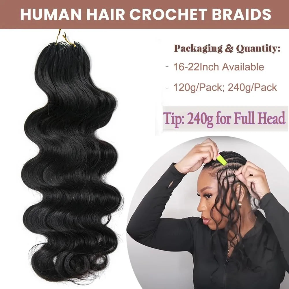 Virgin Brazilian Feather Human Hair Bundles Miracle Knots Body Wave Knotless Pre Separated Crochet Hair Extensions With Threading High Quality Human Braiding Hair For Creating Various Fashion Crochet Braid Looks