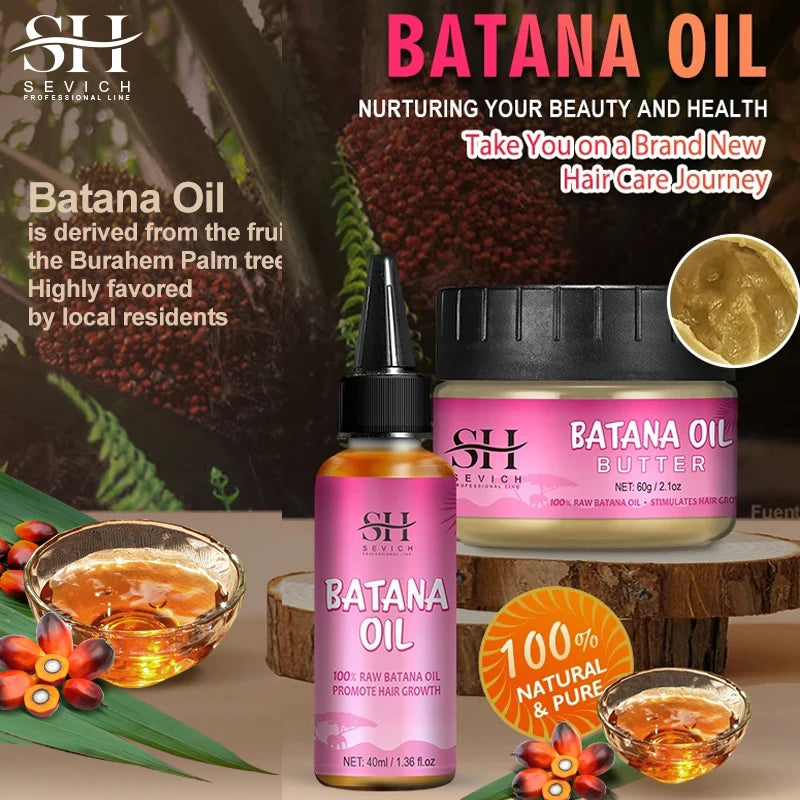 100% Batana Hair Fast Growth Oil Set African Crazy Traction Alopecia Batana Hair Mask Anti Hair Break Hair Regrowth Treatment