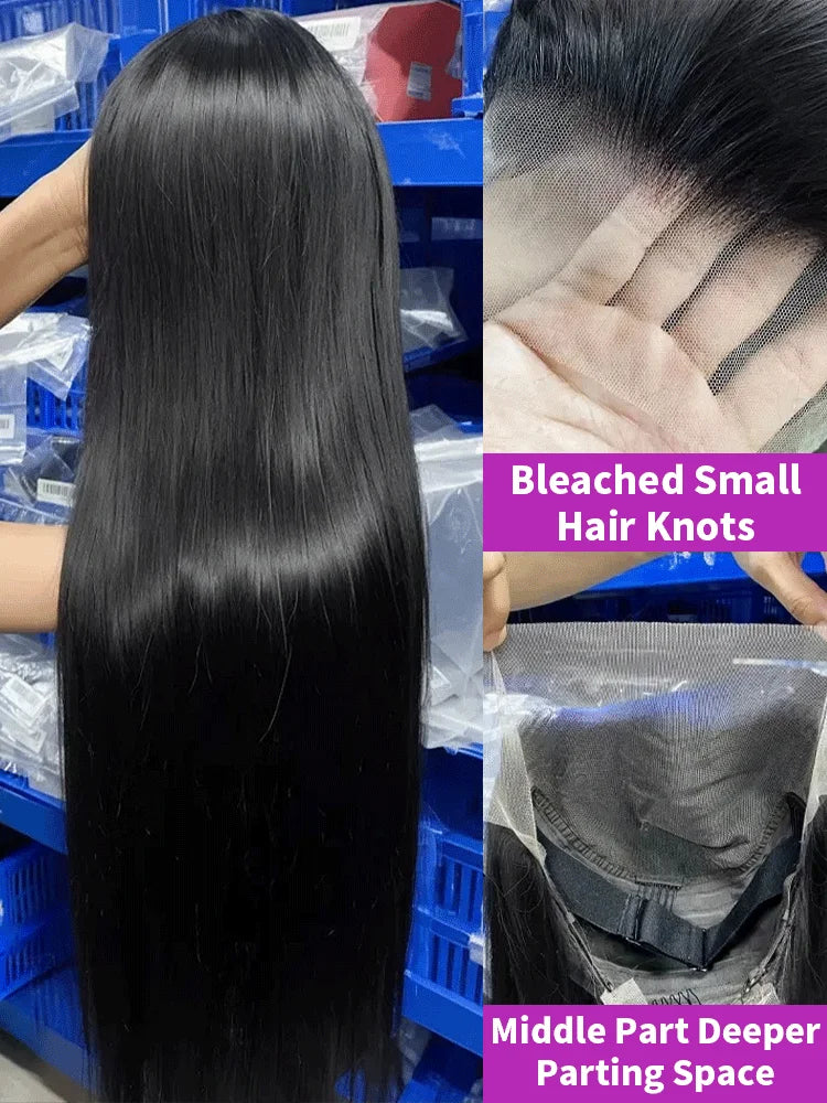 40 46 Inch Vietnamese Raw Bone Straight Human Hair Wig 100% Virgin Silky Hair 13x4 13x6 HD Transparent Lace Front Wigs For Black Women  300 Density 360 Full Smooth Wig Pre Plucked Natural Hairline ﻿