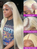 613 Blonde Bone Straight Human Hair Wig 13x4 13x6 HD Transparent Lace Front Wig Brazilian Human Hair Bone Straight Wig 250% Density Preplucked Natural Hairline For Black Women 40 42 Inch