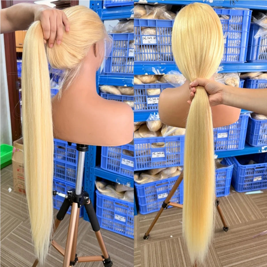 40 42 Inch 360 Full Lace Wig Bone Straight Human Hair Wigs 13x4 13x6 Hd Transparent Lace Frontal Wigs For Women 613 Blonde Color Lace Front Wig Pre Plucked