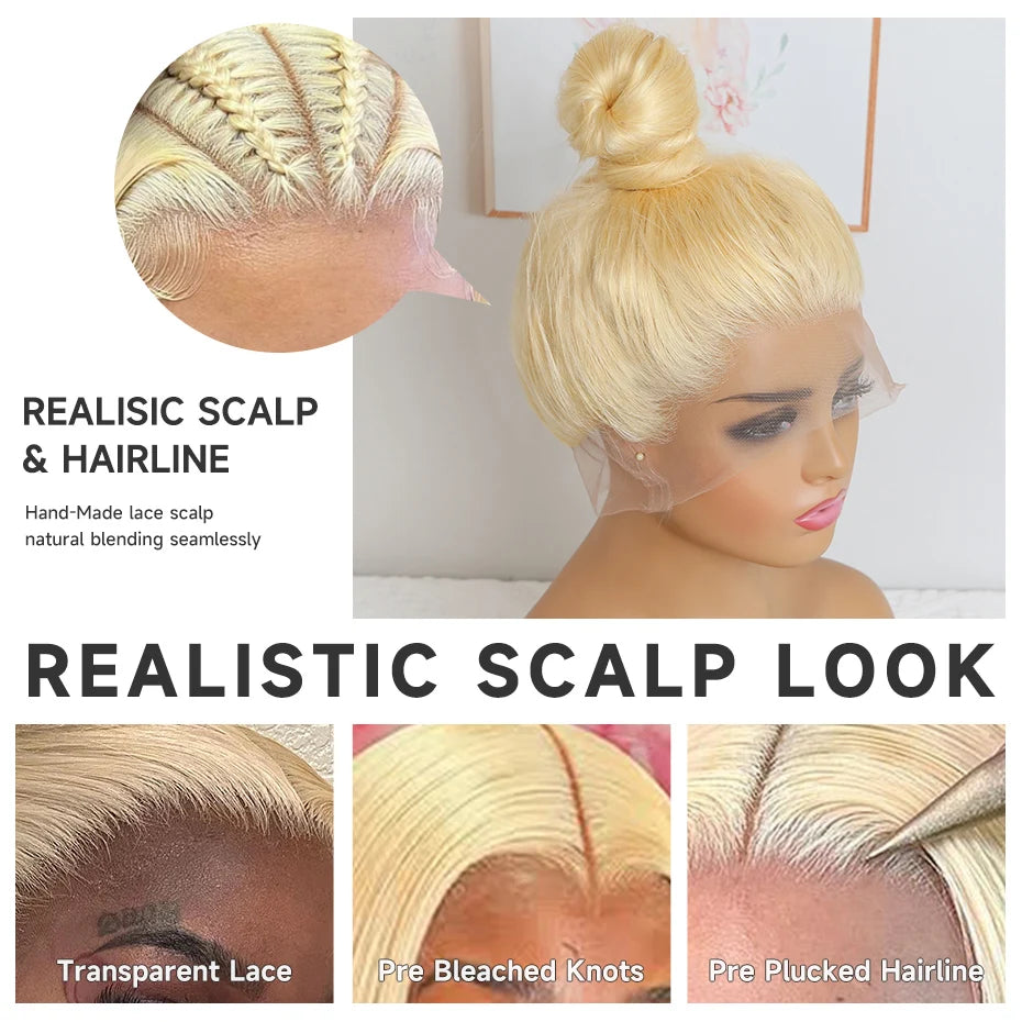 40 42 Inch 360 Full Lace Wig Bone Straight Human Hair Wigs 13x4 13x6 Hd Transparent Lace Frontal Wigs For Women 613 Blonde Color Lace Front Wig Pre Plucked